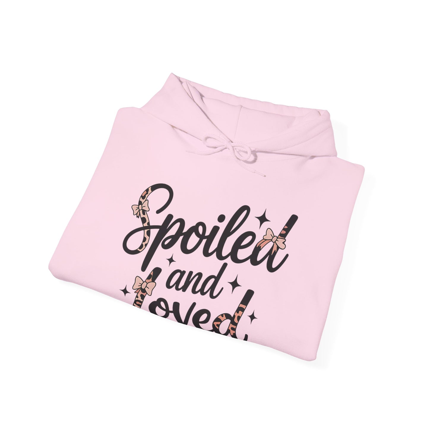 Spoiled and Loved Hoodie | Script Text with Stars and Bow