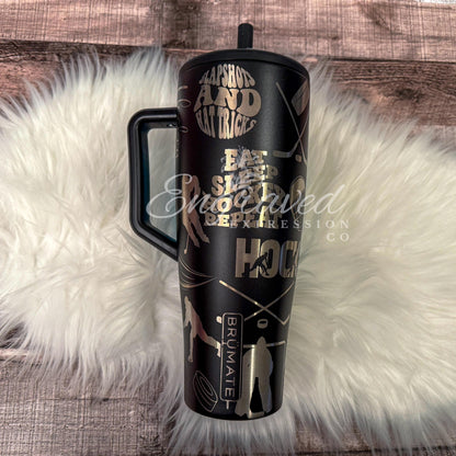 Engraved Hockey Tumbler | Custom Laser Etched Black Brumate Era 40oz