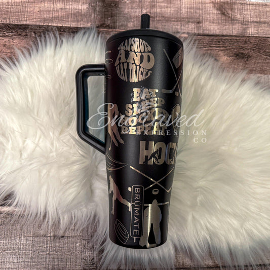 Engraved Hockey Tumbler | Custom Laser Etched Black Brumate Era 40oz