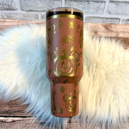 Stanley Mocha Latte Tumbler – Autumn Engraved Stainless Steel Pumpkin Cup