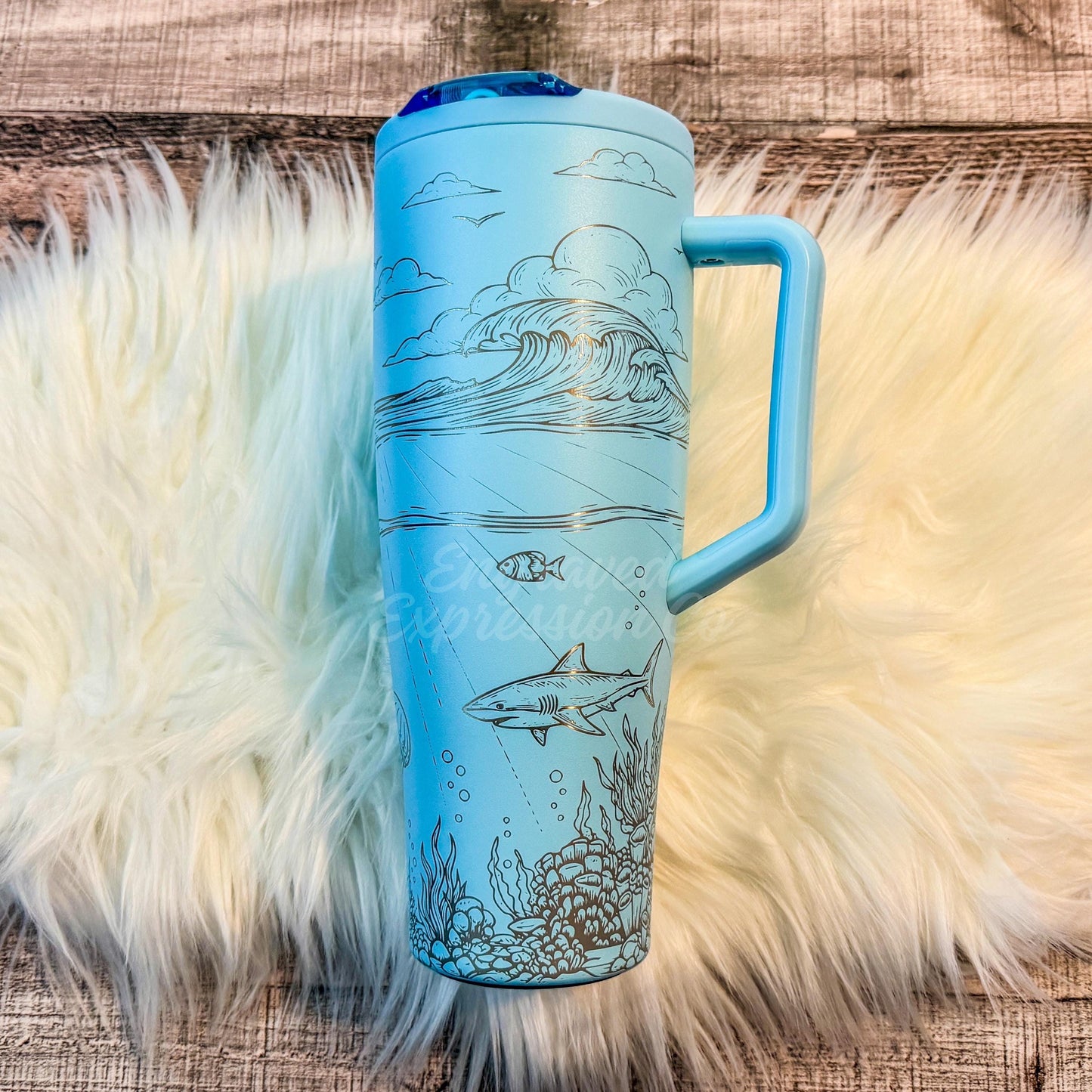 Engraved Brumate Tumbler - Custom 40 oz Summer Drinkware | Full Wrap Ocean Design