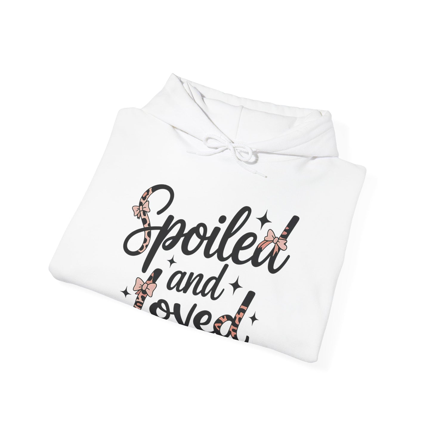 Spoiled and Loved Hoodie | Script Text with Stars and Bow