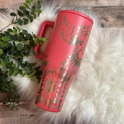 Engraved Highland Cow Tumbler – Personalized 40oz Travel Cup With Custom Name