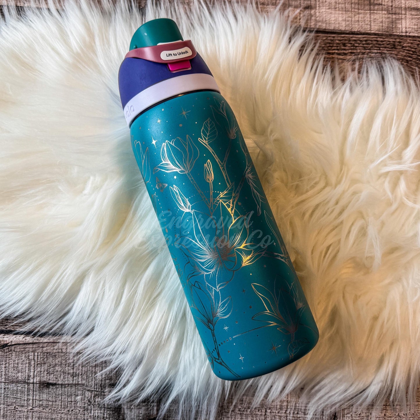 Engraved Owala Tumbler – Personalized Magnolia Floral Design | Leakproof Sports Bottle