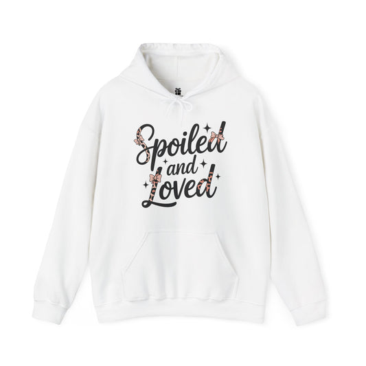 Spoiled and Loved Hoodie | Script Text with Stars and Bow