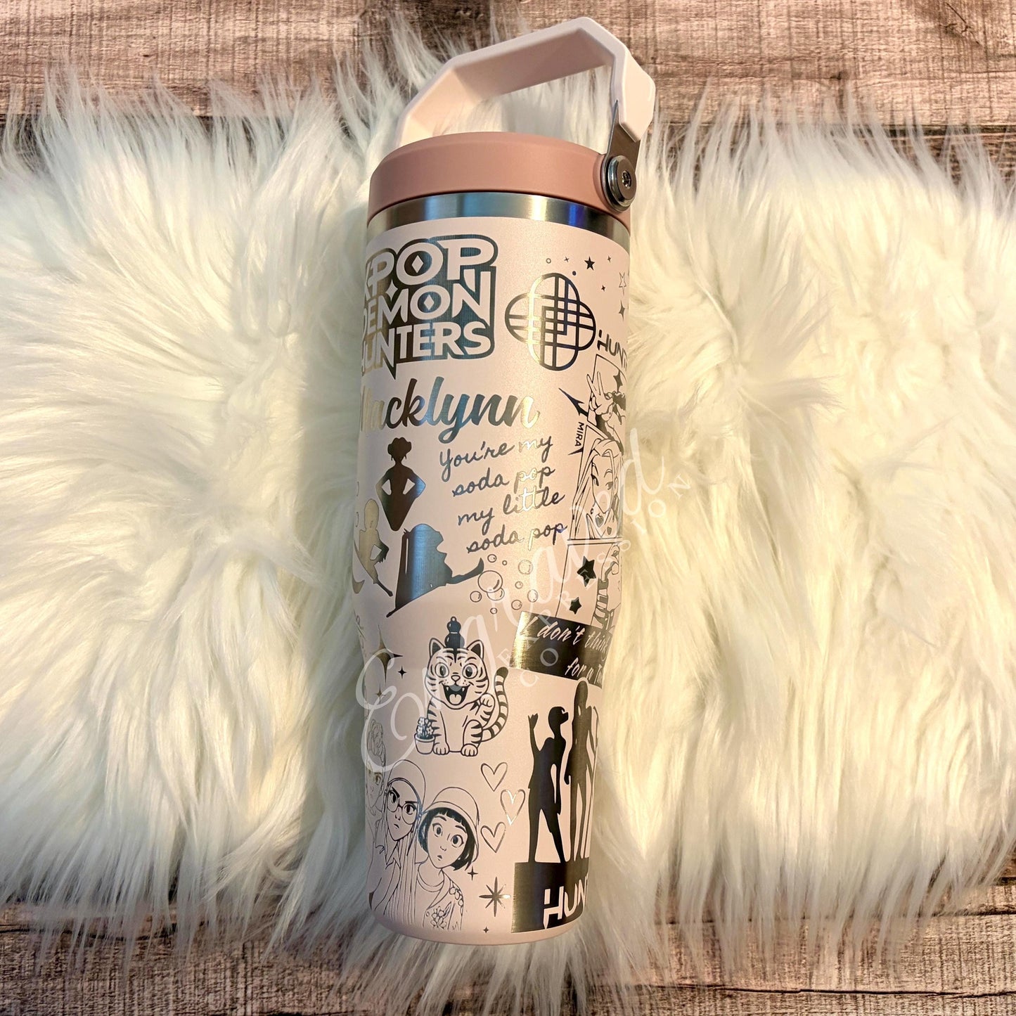 Engraved Stanley Tumbler – Personalized 30 oz Rose Quartz IceFlow Cup, Leakproof Drinkware