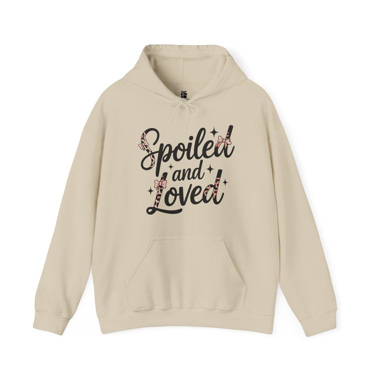 Spoiled and Loved Hoodie | Script Text with Stars and Bow