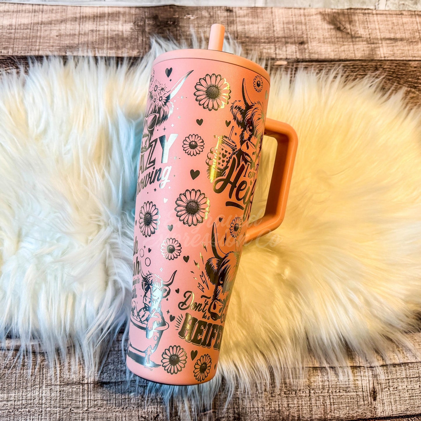 Funny Cow Tumbler – 40oz Engraved Double Wall Brumate Era Cup With Metallic Finish