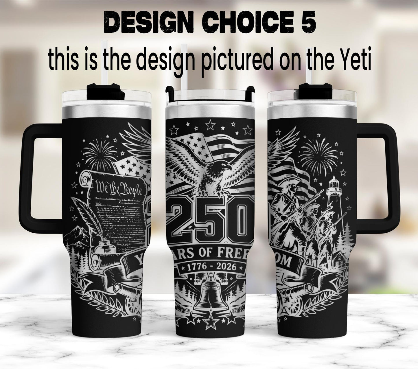 Engraved YETI Tumbler – Limited Edition USA 250th Anniversary Patriotic Cup Gift