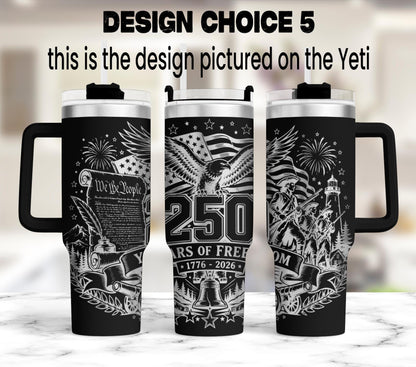 Engraved YETI Tumbler – Limited Edition USA 250th Anniversary Patriotic Cup Gift