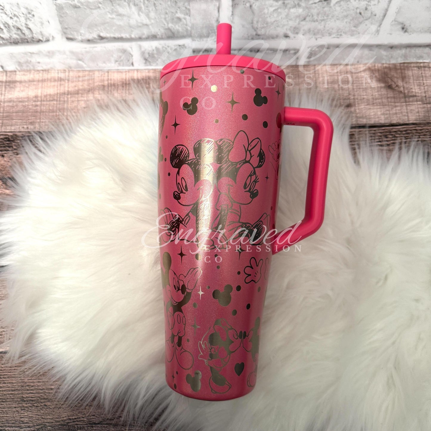 Engraved Brumate Tumbler - Glitter Pink 40 Ounce Reusable Travel Cup With Full Wrap Design
