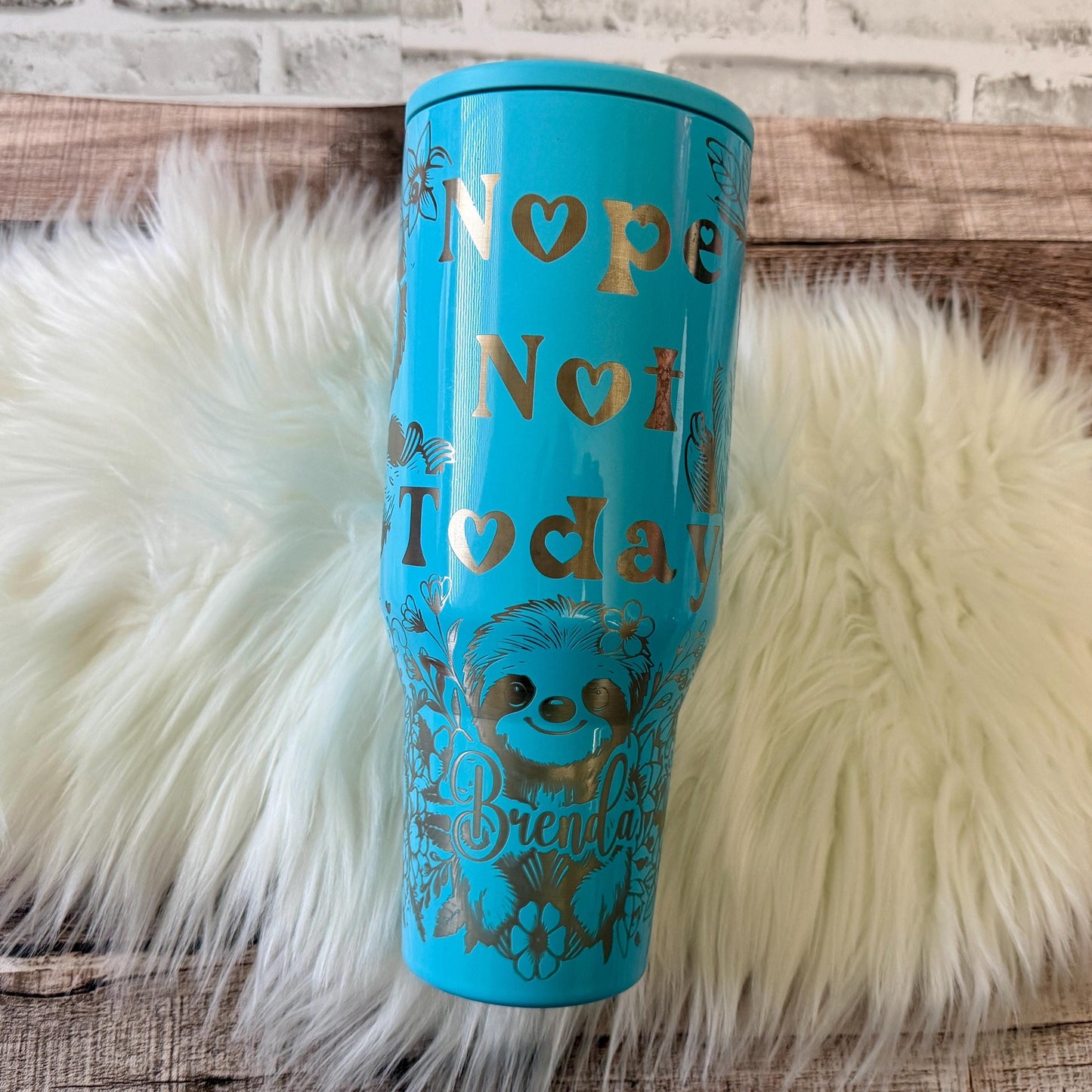 Laser Engraved HydroJug Neon Wave Tumbler – Sloth Design, Powder-Coated Finish