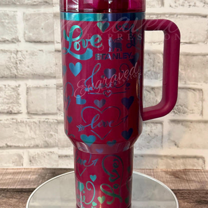 Engraved Stanley Tumbler | Vacuum Insulated Cup with Berry Truffle Finish - Personalized Travel Companion