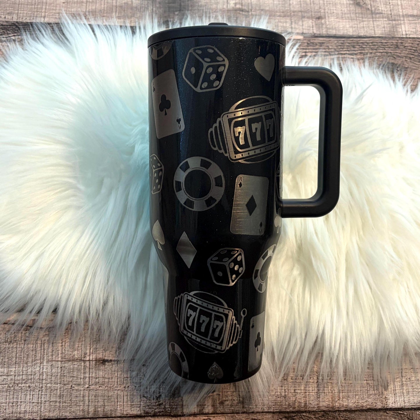 Casino Tumbler – Spellbound HydroJug 40oz Engraved Poker Cup with Slot Machine Design