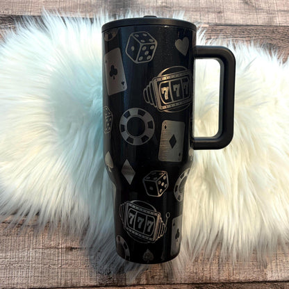 Casino Tumbler – Spellbound HydroJug 40oz Engraved Poker Cup with Slot Machine Design