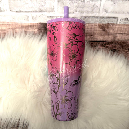 Engraved Brumate Tumbler - Cotton Candy Floral Etched 40oz Insulated Stainless Steel