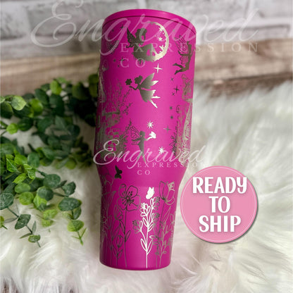 Engraved Hydrojug Tumbler | Mushroom Fairy Design | 40oz Stainless Steel Travel Bottle