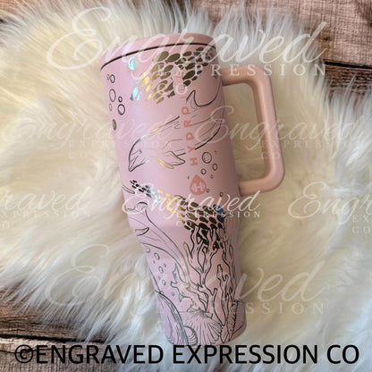 Engraved Hydrojug Tumbler - Laser Etched Dolphin Design | Pink Sands Double Wall Bottle