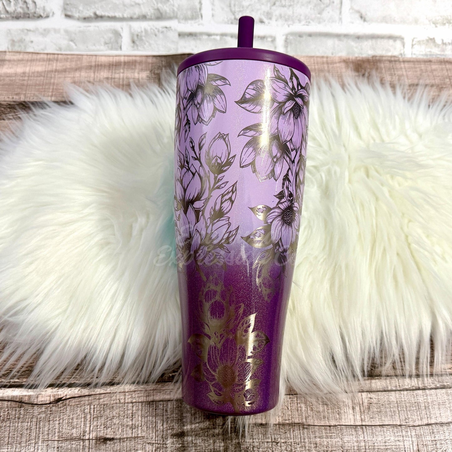 Engraved Brumate Tumbler | Violet Crush 40oz Full Wrap Magnolia Floral Design