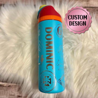 Custom Engraved Tumbler - Personalized Water Bottle | Leakproof Drinkware for Kids