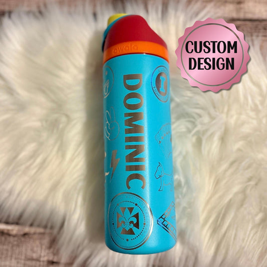 Custom Engraved Tumbler - Personalized Water Bottle | Leakproof Drinkware for Kids