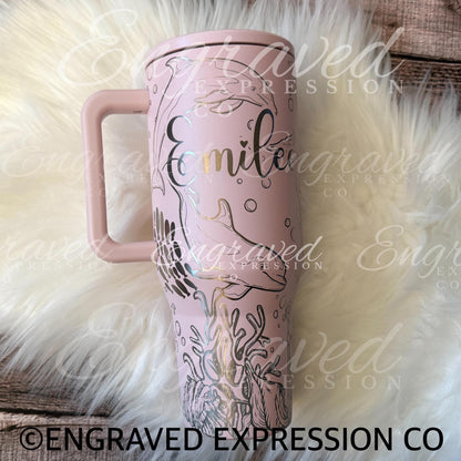 Engraved Hydrojug Tumbler - Laser Etched Dolphin Design | Pink Sands Double Wall Bottle