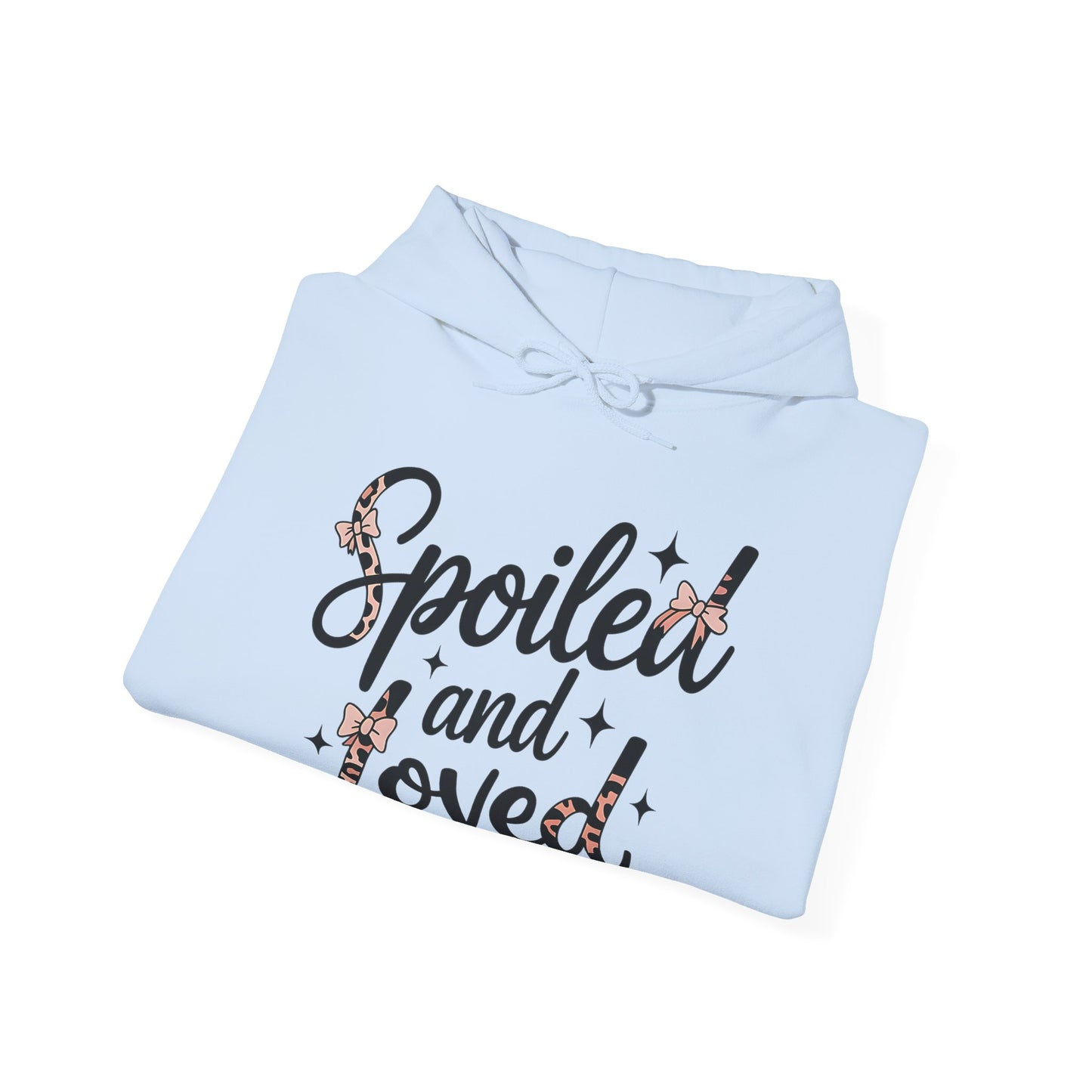 Spoiled and Loved Hoodie | Script Text with Stars and Bow