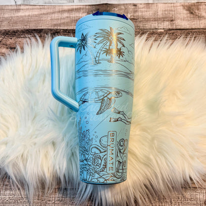 Engraved Brumate Tumbler - Custom 40 oz Summer Drinkware | Full Wrap Ocean Design
