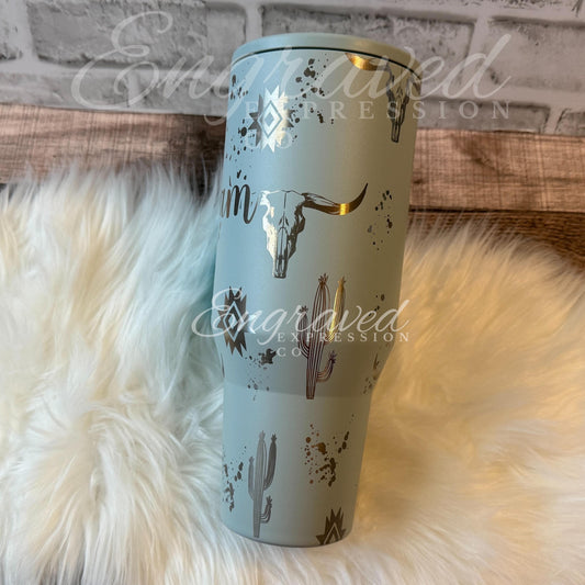 Engraved HydroJug Tumbler | Vacuum Insulated Travel Mug With Aztec Design