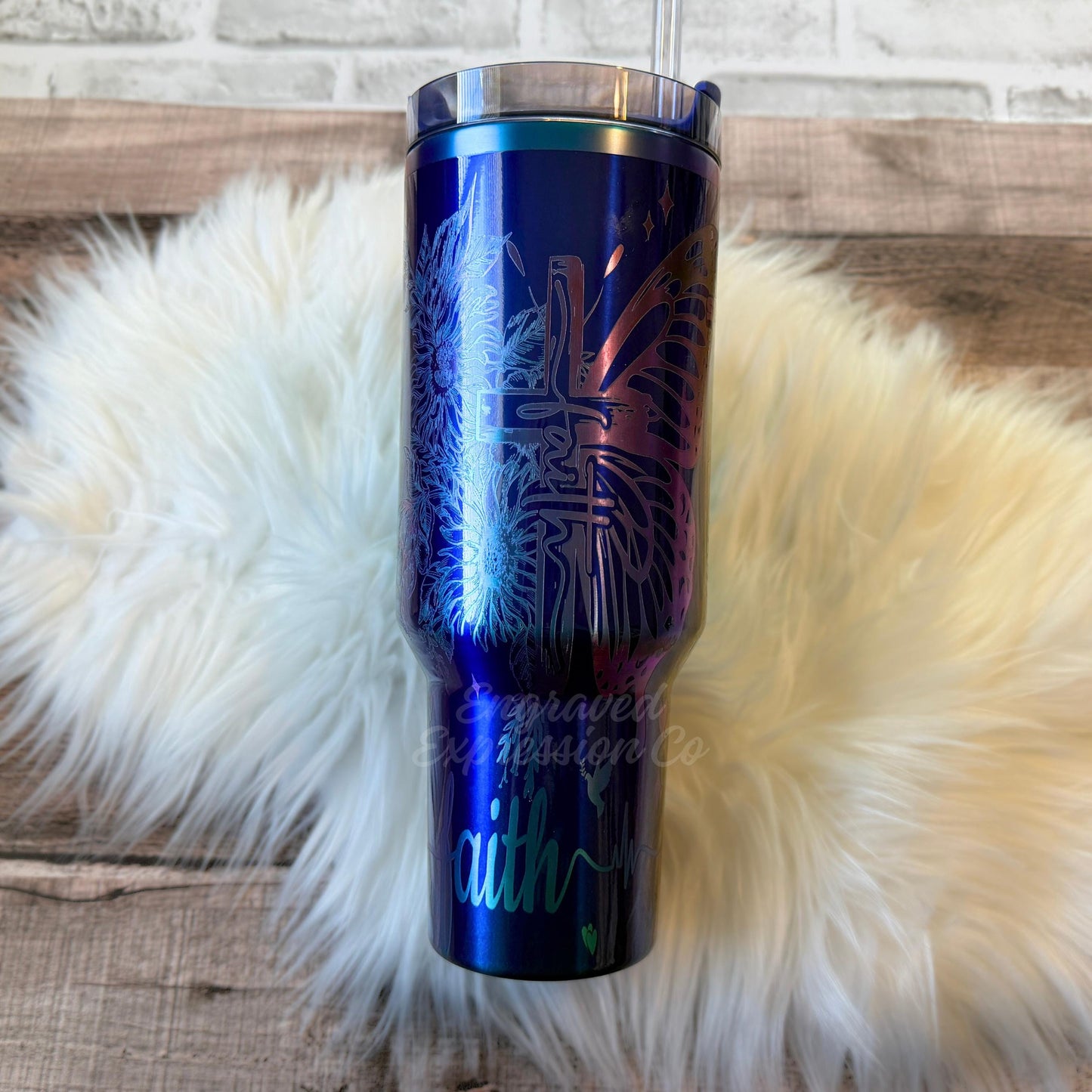 Engraved Faith Tumbler - Stanley Quencher Star Shine | Personalized Christian Gift