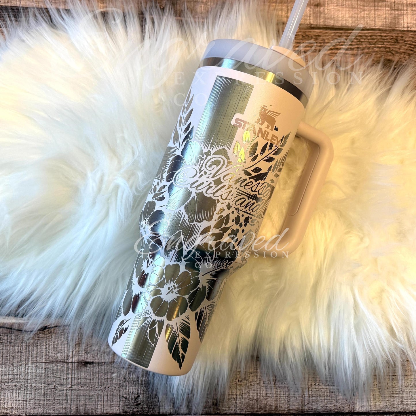 Engraved Stanley Tumbler | Rose Quartz Vacuum Insulated Cup With Jeremiah 29 11 Quote