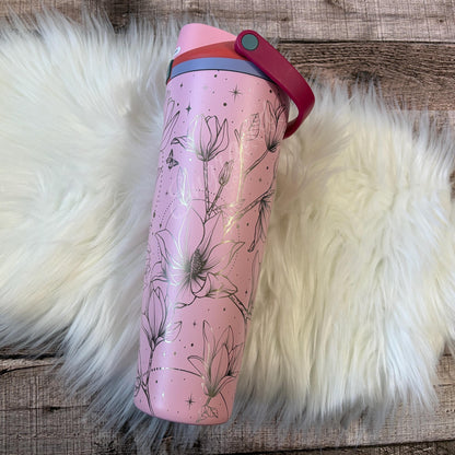 Owala Sway Tumbler – Custom Laser Engraved 40oz Insulated Bottle With Magnolia Flower Design