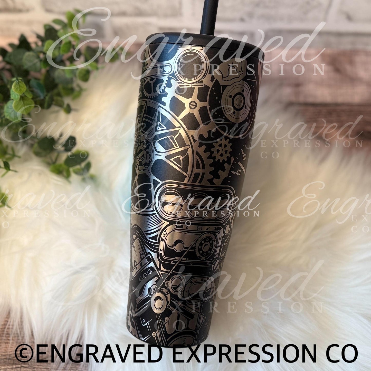 Engraved Brumate Tumbler - Custom Mechanic Gear Design Stainless Steel Cup