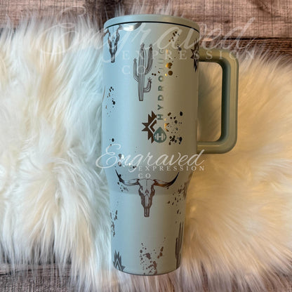 Engraved HydroJug Tumbler | Vacuum Insulated Travel Mug With Aztec Design