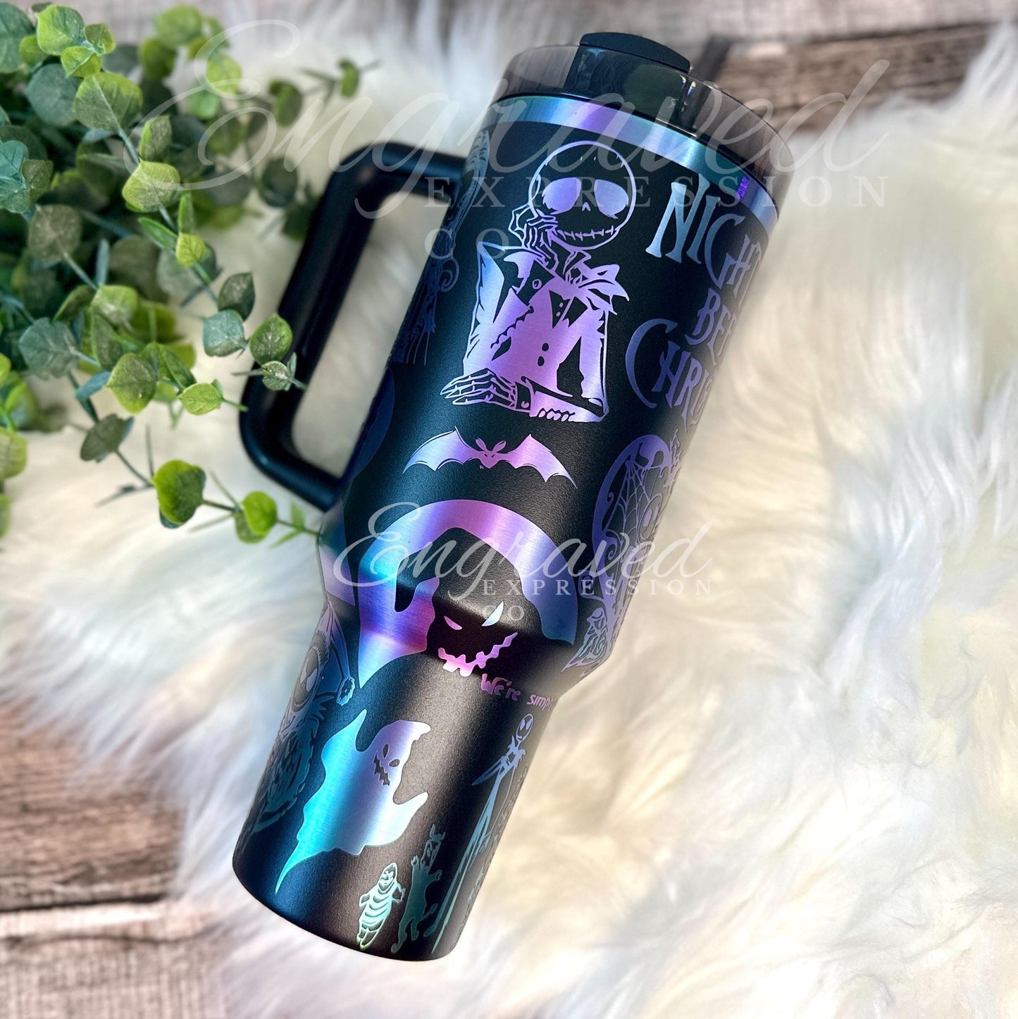 Stanley Quencher Tumbler – Engraved Black Chroma Double Wall Insulated Cup