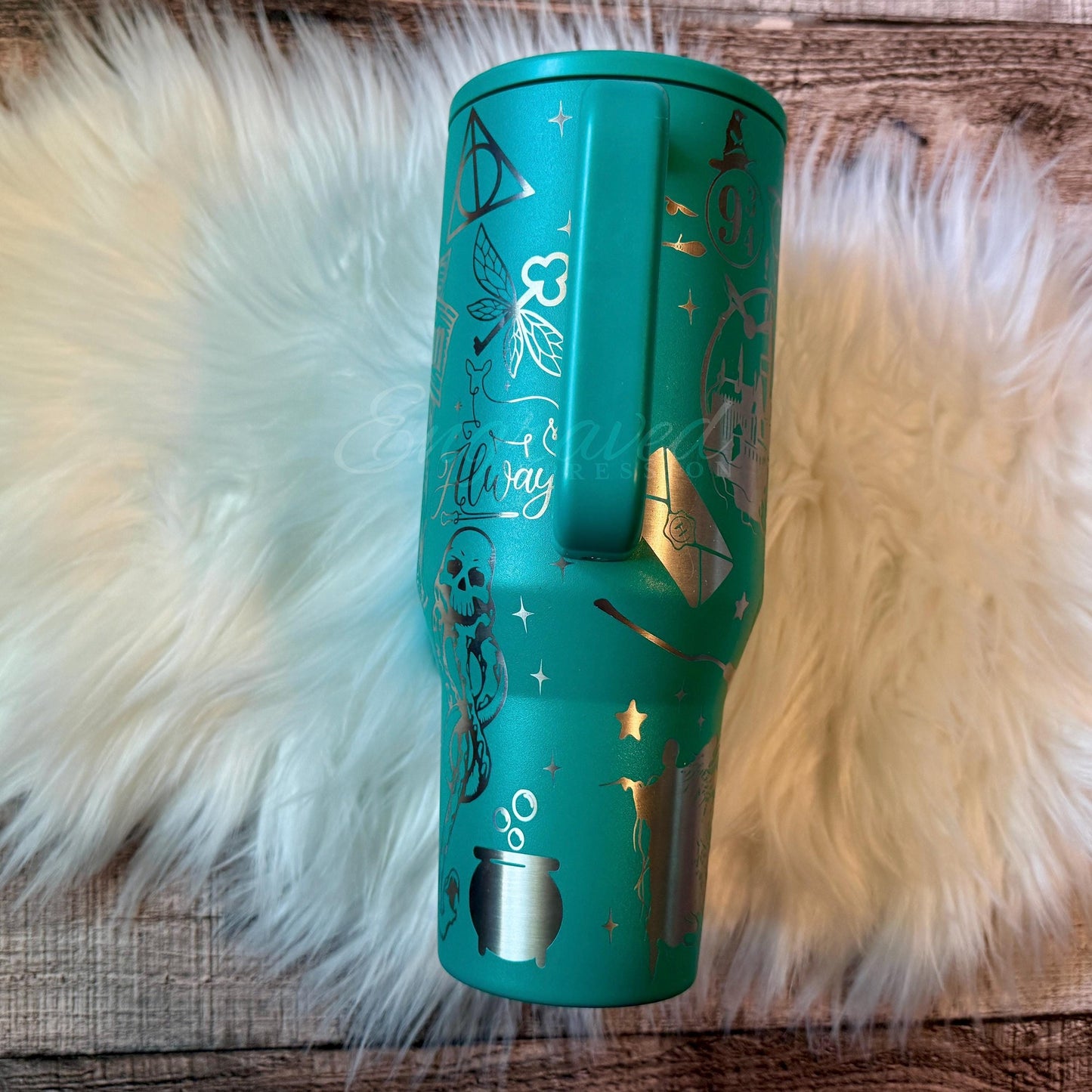 Engraved Hydrojug Tumbler - 40 oz Kelly Green Stainless Steel Cup with Wizard Design