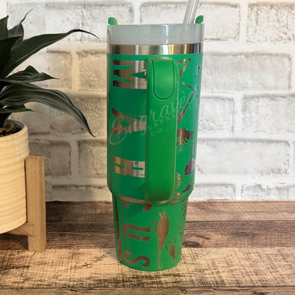 Engraved Stanley Tumbler – Custom Floral Etched Design | Vacuum Insulated Cup