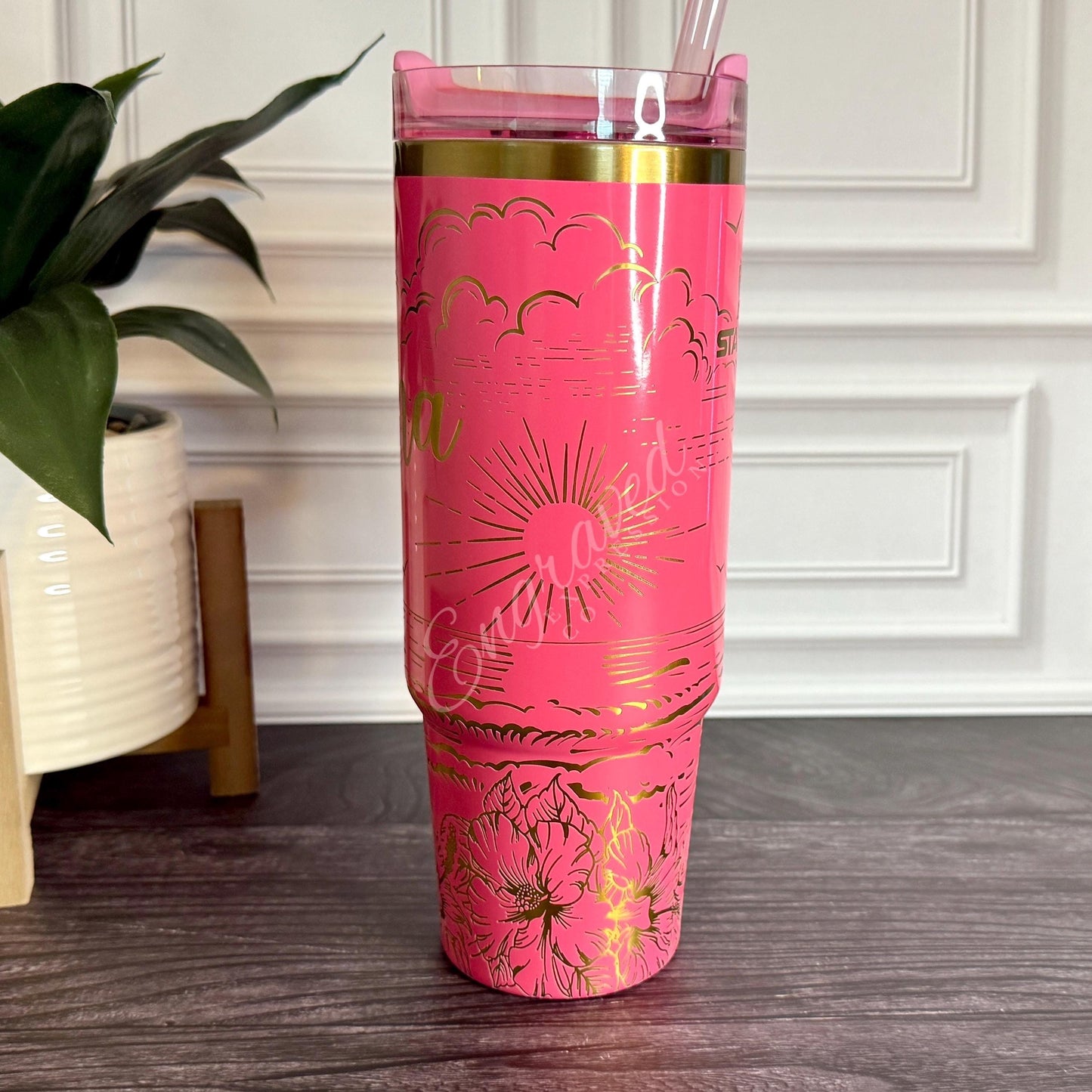 Laser Engraved Tumbler - Limited Edition Pink Parade Design | Stanley Quencher Cup