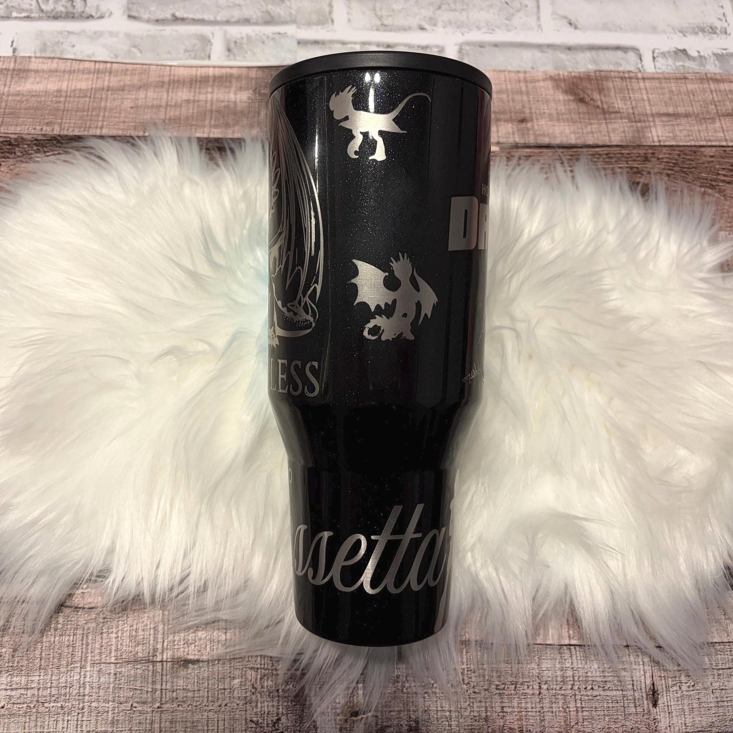 Engraved Dragon Tumbler - Personalized Drinkware 40oz Travel Cup With Permanent Engraved Finish