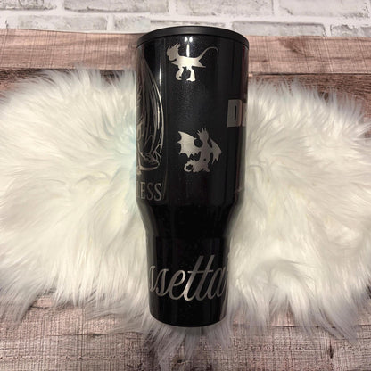 Engraved Dragon Tumbler - Personalized Drinkware 40oz Travel Cup With Permanent Engraved Finish