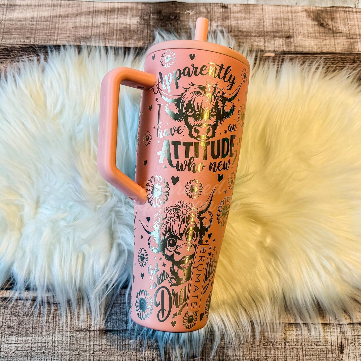 Funny Cow Tumbler – 40oz Engraved Double Wall Brumate Era Cup With Metallic Finish