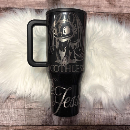 Engraved Dragon Tumbler - Personalized Drinkware 40oz Travel Cup With Permanent Engraved Finish
