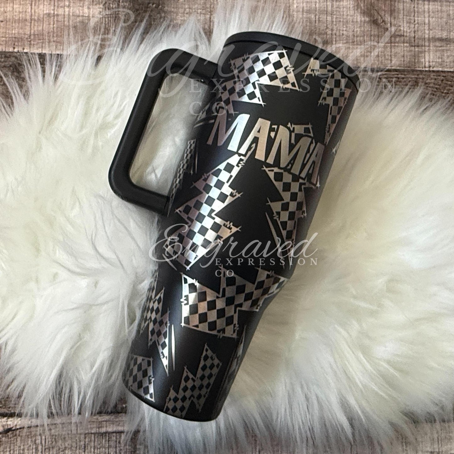 Engraved HydroJug Tumbler – Black Travel Cup with Lightning Bolt Design