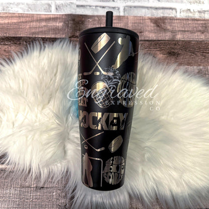 Engraved Hockey Tumbler | Custom Laser Etched Black Brumate Era 40oz