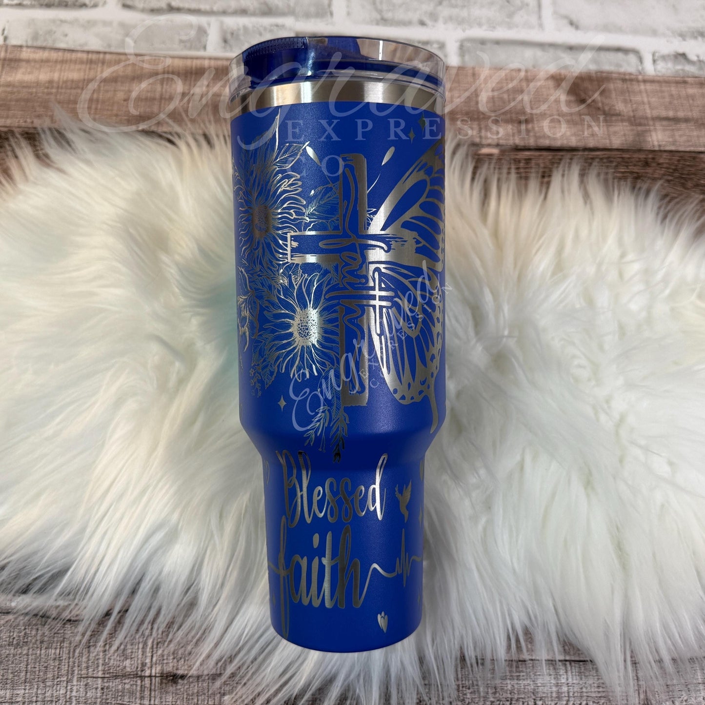 Engraved Stanley Tumbler | Custom Christian Cup - Royal Blue Vacuum Insulated