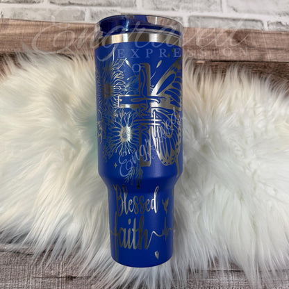 Engraved Stanley Tumbler | Custom Christian Cup - Royal Blue Vacuum Insulated