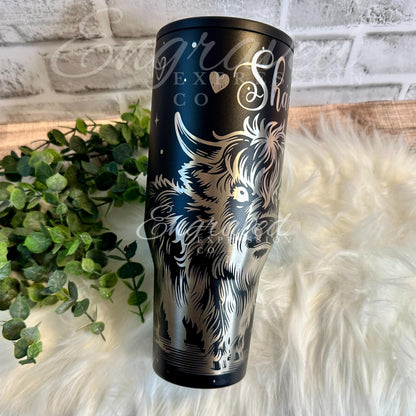 Engraved Hydrojug Tumbler – Highland Cow Design | Sunflower Stainless Steel Travel Mug
