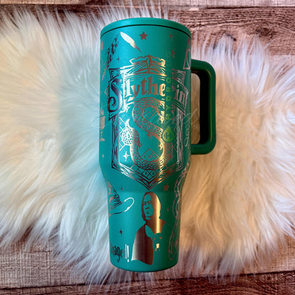 Engraved Hydrojug Tumbler - 40 oz Kelly Green Stainless Steel Cup with Wizard Design
