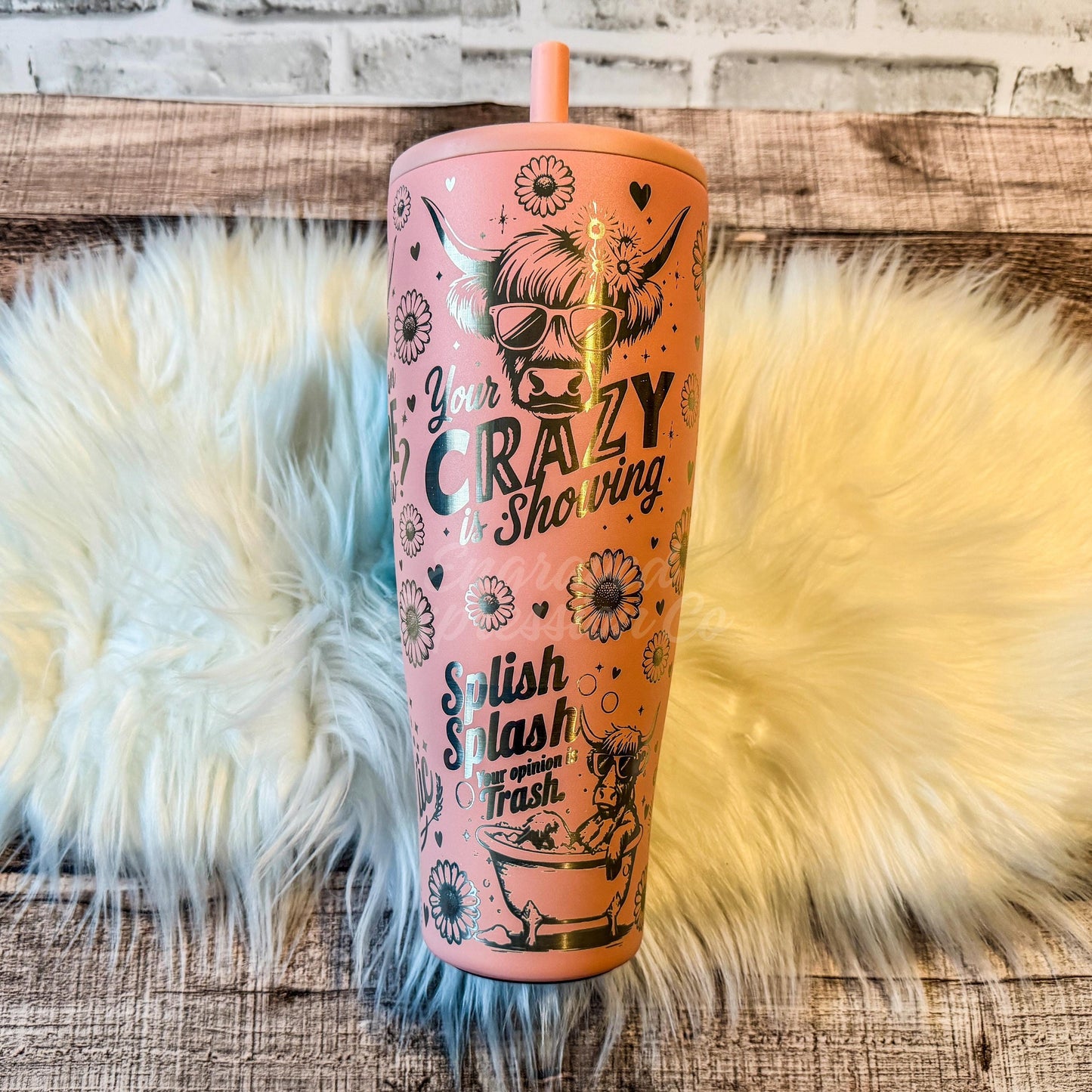 Funny Cow Tumbler – 40oz Engraved Double Wall Brumate Era Cup With Metallic Finish