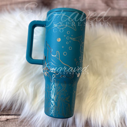 Engraved Dolphin Tumbler - 40oz Insulated Bottle | Personalized Travel Cup with Laser Engraving